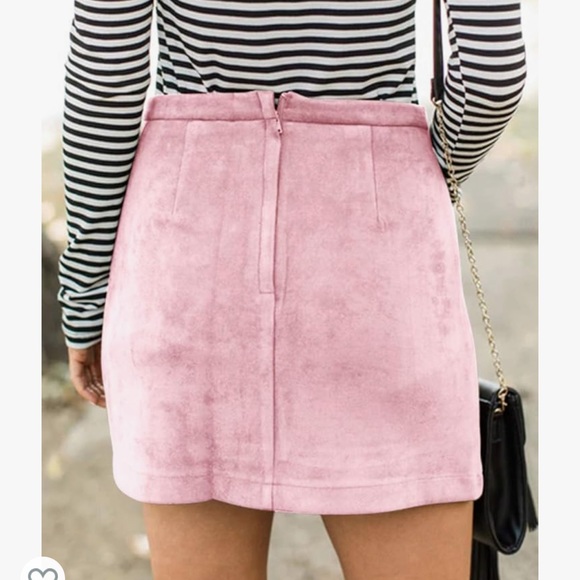 Pink High Waisted Faux Suede Mini Skirt - Picture 4 of 8